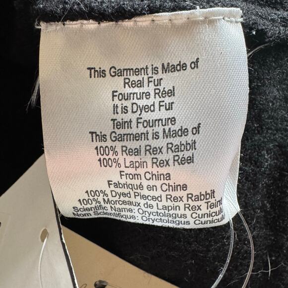 La Fiorentina Genuine Real Rex Rabbit Fur Poncho in Black - Picture 5 of 6